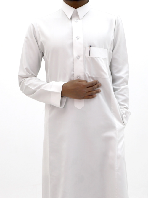 White Saudi Collared Thobe