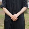 Jet Black Moroccan Thobe