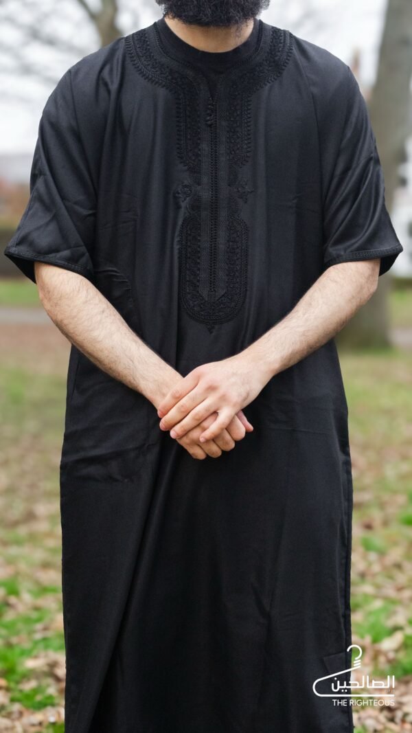 Jet Black Moroccan Thobe