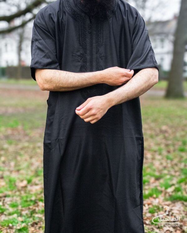 Jet Black Moroccan Thobe